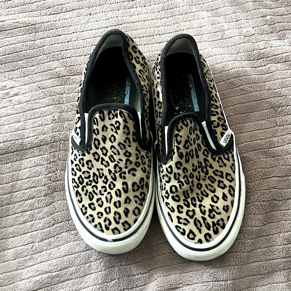 Leopard vans slip ons
